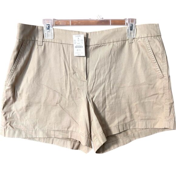 NWT J.Crew Khaki Twill 5" Shorts Size 14 Preppy Classic Outdoor Basic Neutral - Picture 1 of 6